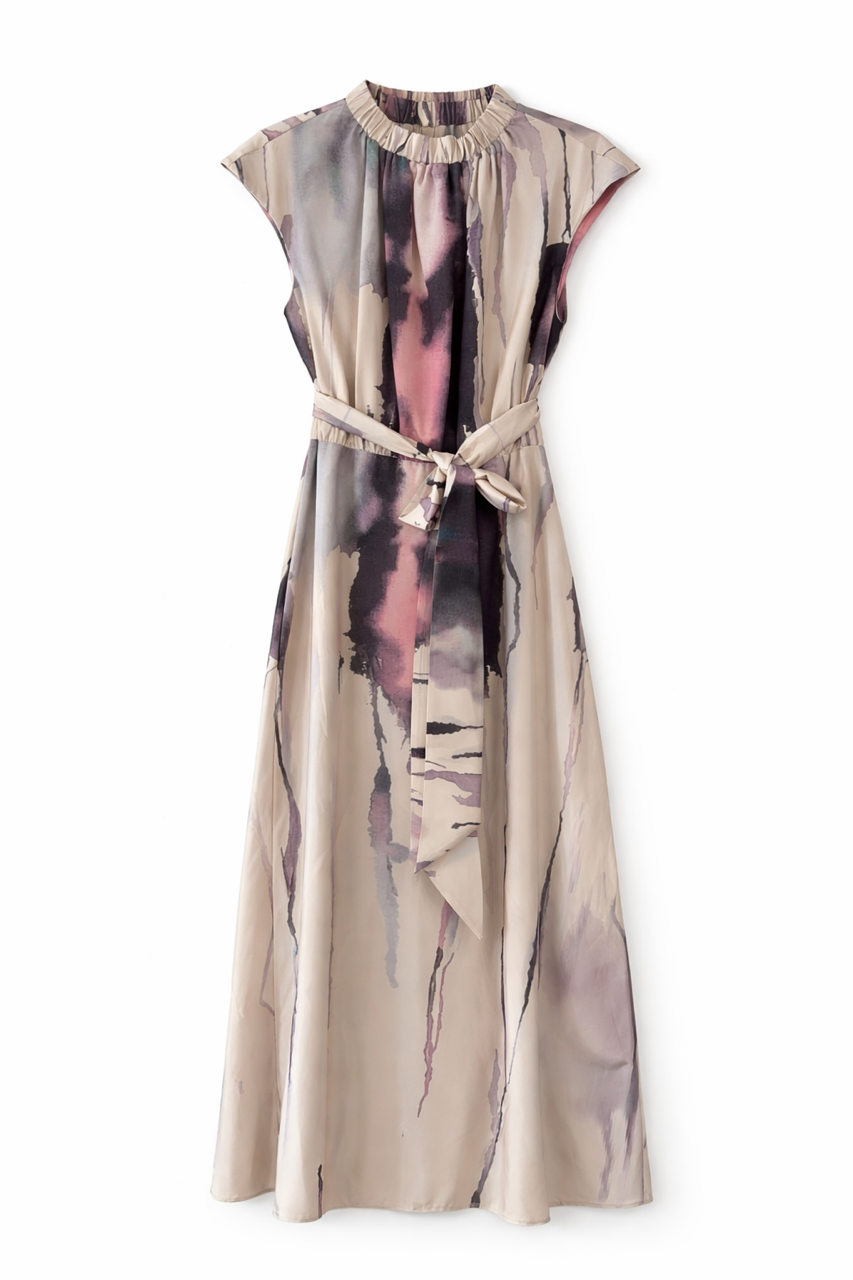 CARLUCCI WATERCOLOR PRINTED JUMPER W BELT