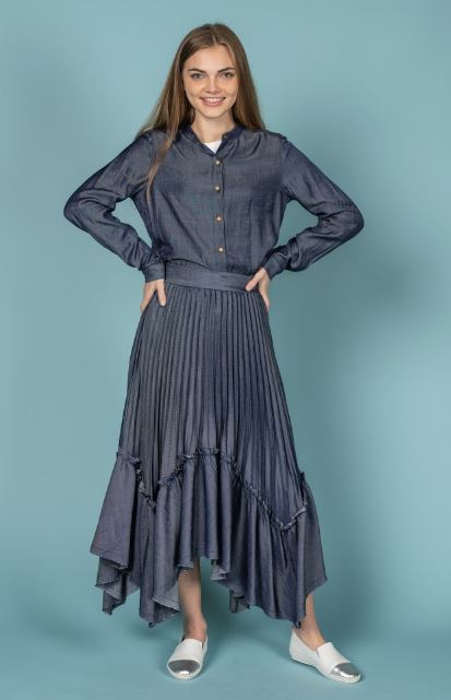BASIX PLEATED MIDI SKIRT
