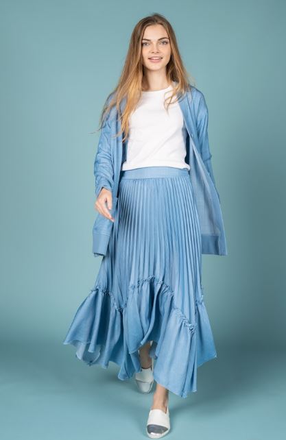 BASIX PLEATED MIDI SKIRT