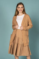 BASIX RIBBED LINING LONG CARDIGAN
