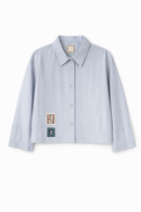 NOIR CROPPED STRIPED SHIRT W PATCHWORK