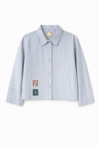 NOIR CROPPED STRIPED SHIRT W PATCHWORK