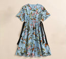 BY CELINE SIDE-TIE FLORAL SHORT SLEEVE DRESS