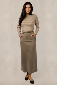 METALLIC BELTED SKIRT W POCKETS