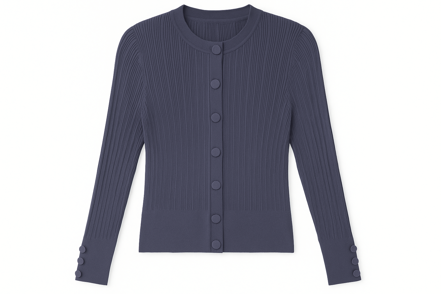 CONCEPT Ribbed Knit Cardigan With Snap Placket