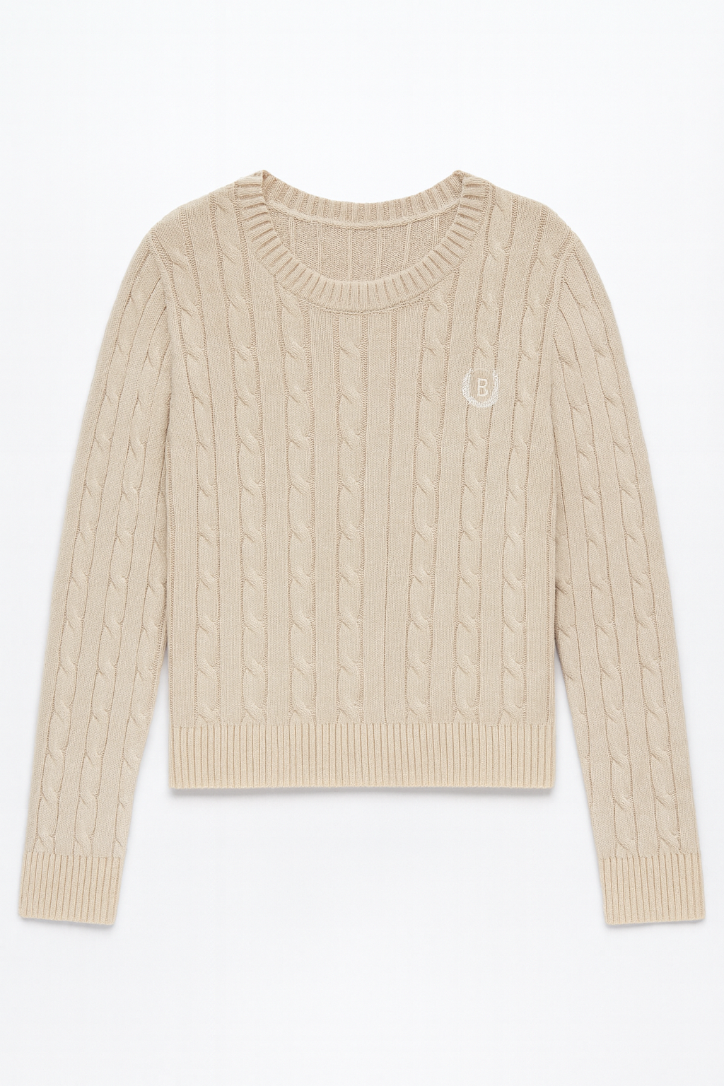 CONCEPT Cable Knit Crewneck with Embroidery Logo