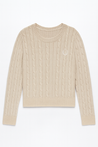 CONCEPT Cable Knit Crewneck with Embroidery Logo