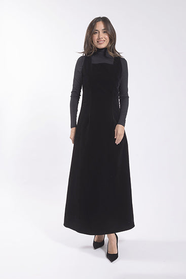 BLACK Velvet Square Neck Midi Jumper