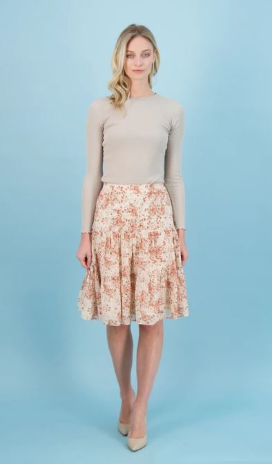 BLISS FLORAL TIERED SKIRT CHIFFON