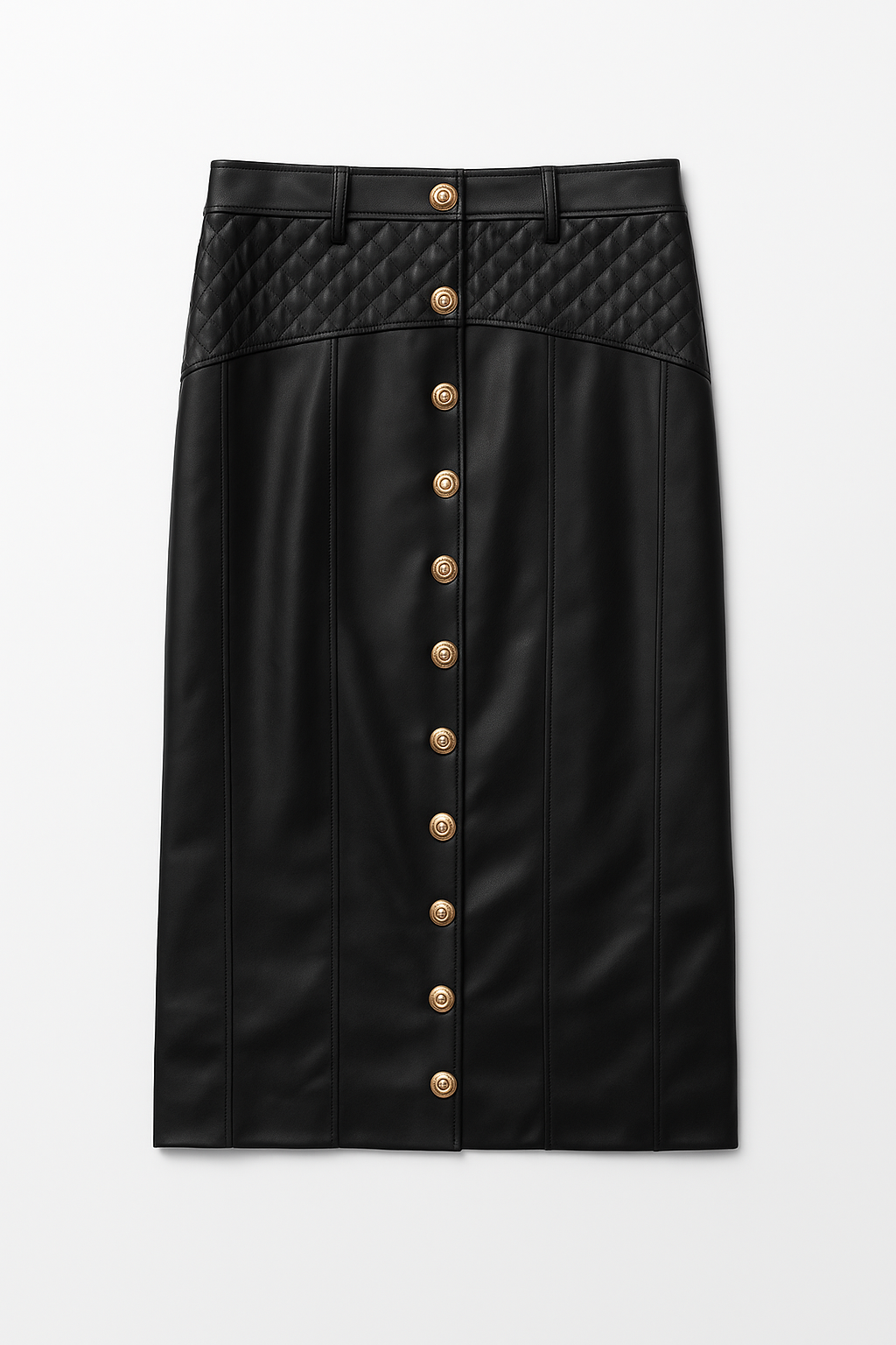 MADISON YOUNG QUILTED LEATHER BUTTONDOWN SKIRT