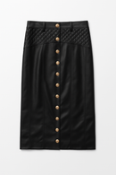 MADISON YOUNG QUILTED LEATHER BUTTONDOWN SKIRT
