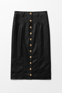 MADISON YOUNG QUILTED LEATHER BUTTONDOWN SKIRT
