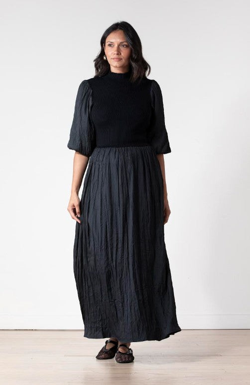 LUNELLA DUAL TEXTURE BUBBLE SLEEVE DRESS