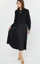 CURRENT AIR SET - PLEATED DRESS W CHUNKY PULLOVER SWEATER