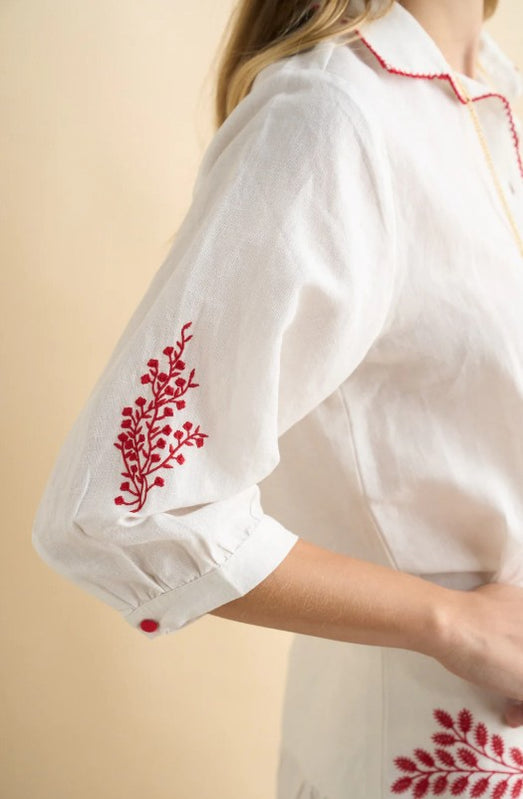 SONMER LEONOR EMBROIDERED SLEEVE BLOUSE