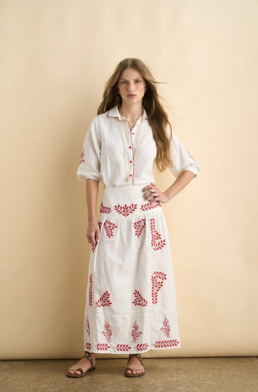 SONMER LEONOR EMBROIDERED SLEEVE BLOUSE