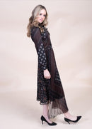 BELLE MULTIPRINTED DRESS W PLEATED BOTTOM