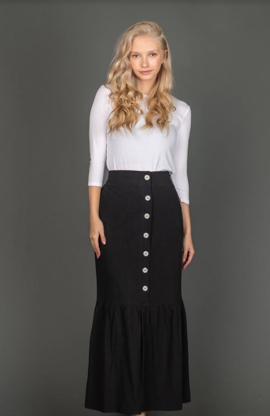 MADISON & PARK FRONT BUTTONDOWN LINEN SKIRT