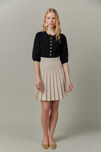 APPARALEL PEARL BUTTON RIBBED KNIT TOP