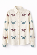 PAPER PARACHUTE SHEER TOP W BUTTERFLY PRINT