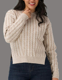 THE NORMAL BRAND CABLE KNIT SPLITSIDE SWEATER