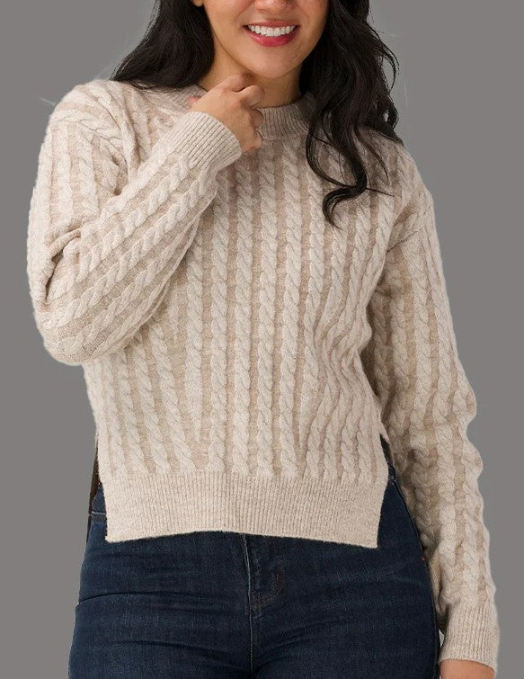 THE NORMAL BRAND CABLE KNIT SPLITSIDE SWEATER