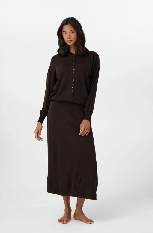 BY TESS CAMILLE BUTTONDOWN MOCKNECK SWEATER SET