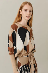 APPARALEL CAMO PRINT KNIT DOLMAN TOP