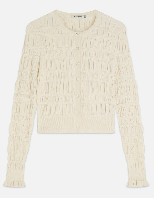 SCOTCH & SODA SMOCK STITCH CREW NECK CARDIGAN