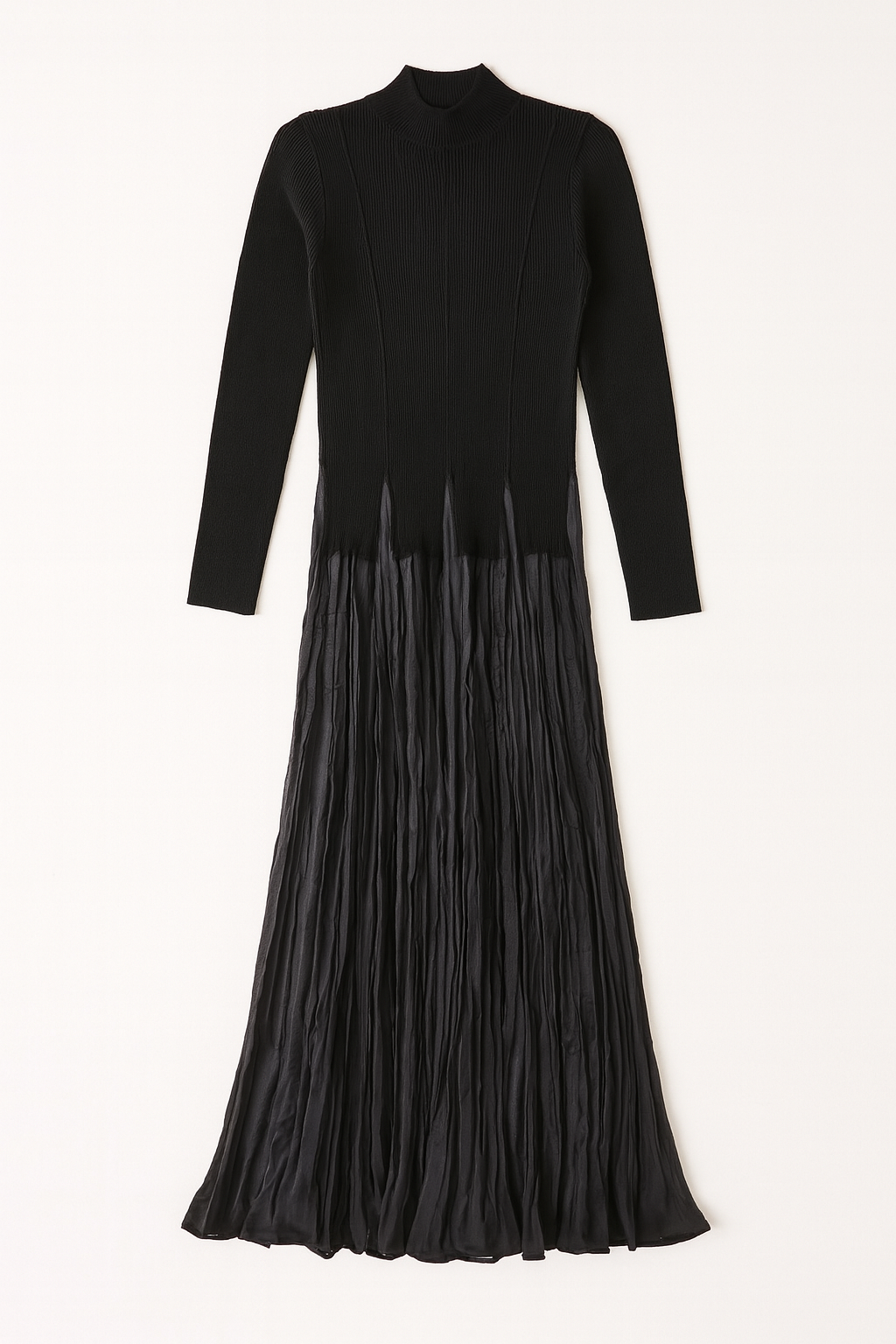 WRONG SIDE OF RIGHT KNIT TOP CREPE BOTTOM DRESS