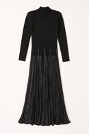 WRONG SIDE OF RIGHT KNIT TOP CREPE BOTTOM DRESS