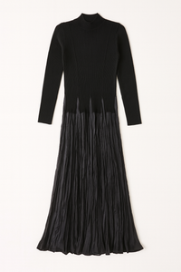 WRONG SIDE OF RIGHT KNIT TOP CREPE BOTTOM DRESS