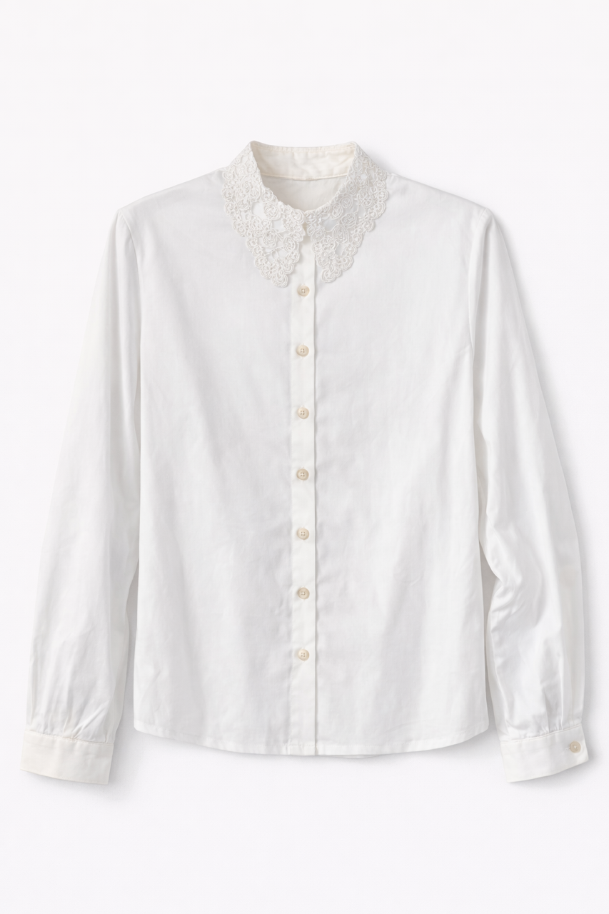 PAPER PARACHUTE BUTTONDOWN SHIRT W LACE COLLAR