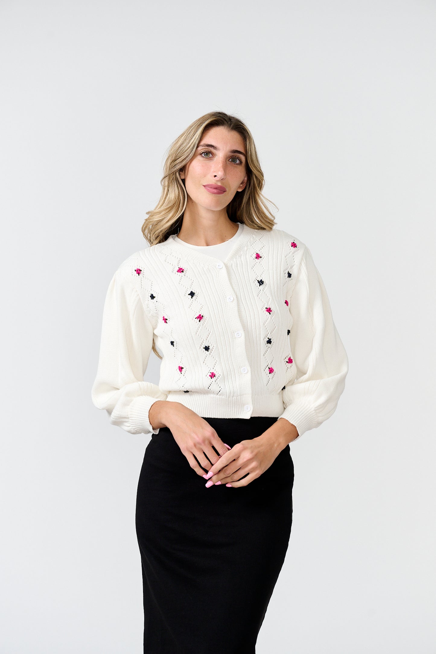 CHLOE & EMMA ROSE BUD KNIT SWEATER
