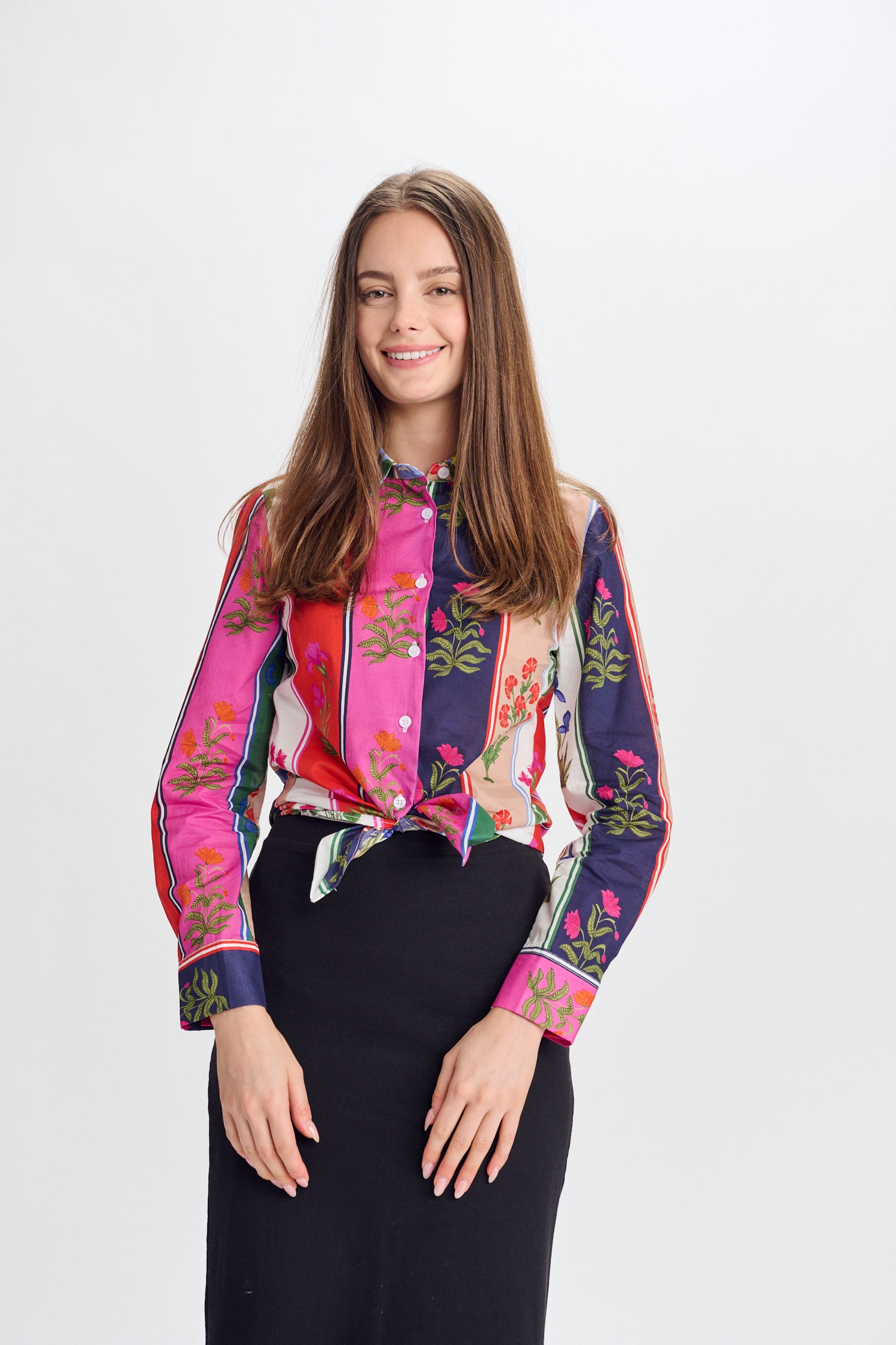 CHLOE & EMMA MULTI COLOR PRINTED BUTTONDOWN SHIRT