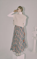 NOIR BOUCLE KNIT VEST TOP W SIDE BUTTON CLOSURE