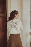 NOIR BUBBLE KNIT TOP W FLORAL PRINT DESIGN