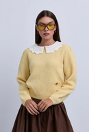 NOIR CROCHET COLLAR CHUNKY SWEATER