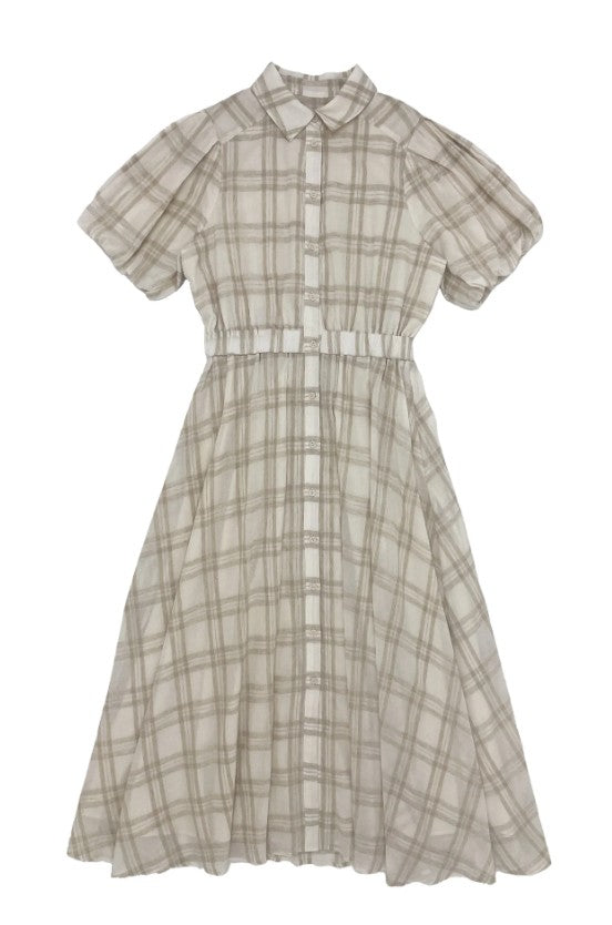 UNAYA CHARLOTTE PLAID DRESS AND CINCHED WAIST