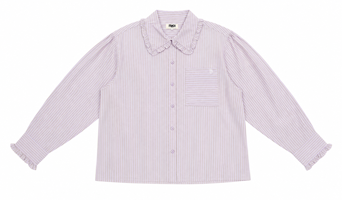 FRNCH SERENA RUFFLE STRIPED SHIRT