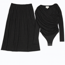 NOIR SIDE WRAP TOP WITH PLEATED SKIRT SET