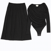 NOIR SIDE WRAP TOP WITH PLEATED SKIRT SET