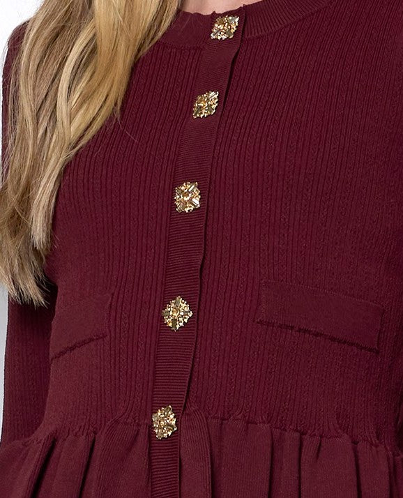 BYRD KNIT JEWELED BUTTON DOWN TOP