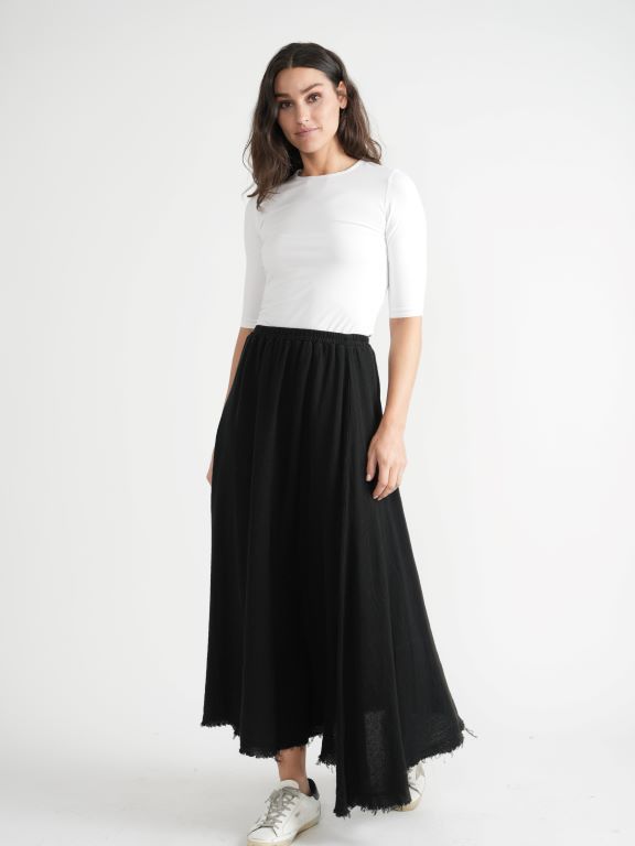 THE NORWAY CLUB PULL-ON MAXI FRINGE SKIRT