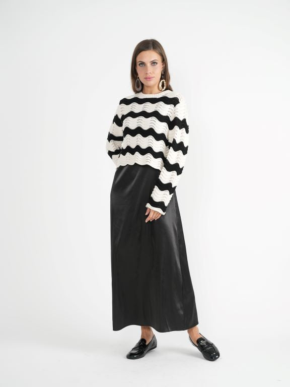 MIUMAX CROPPED WAVE SWEATER