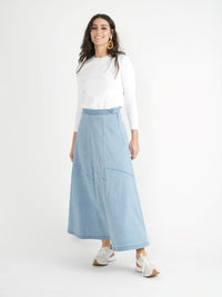 FAVES PANELED DENIM SKIRT