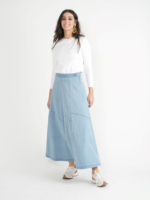 FAVES PANELED DENIM SKIRT
