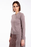 CONCEPT BUTTON WRAP SWEATER