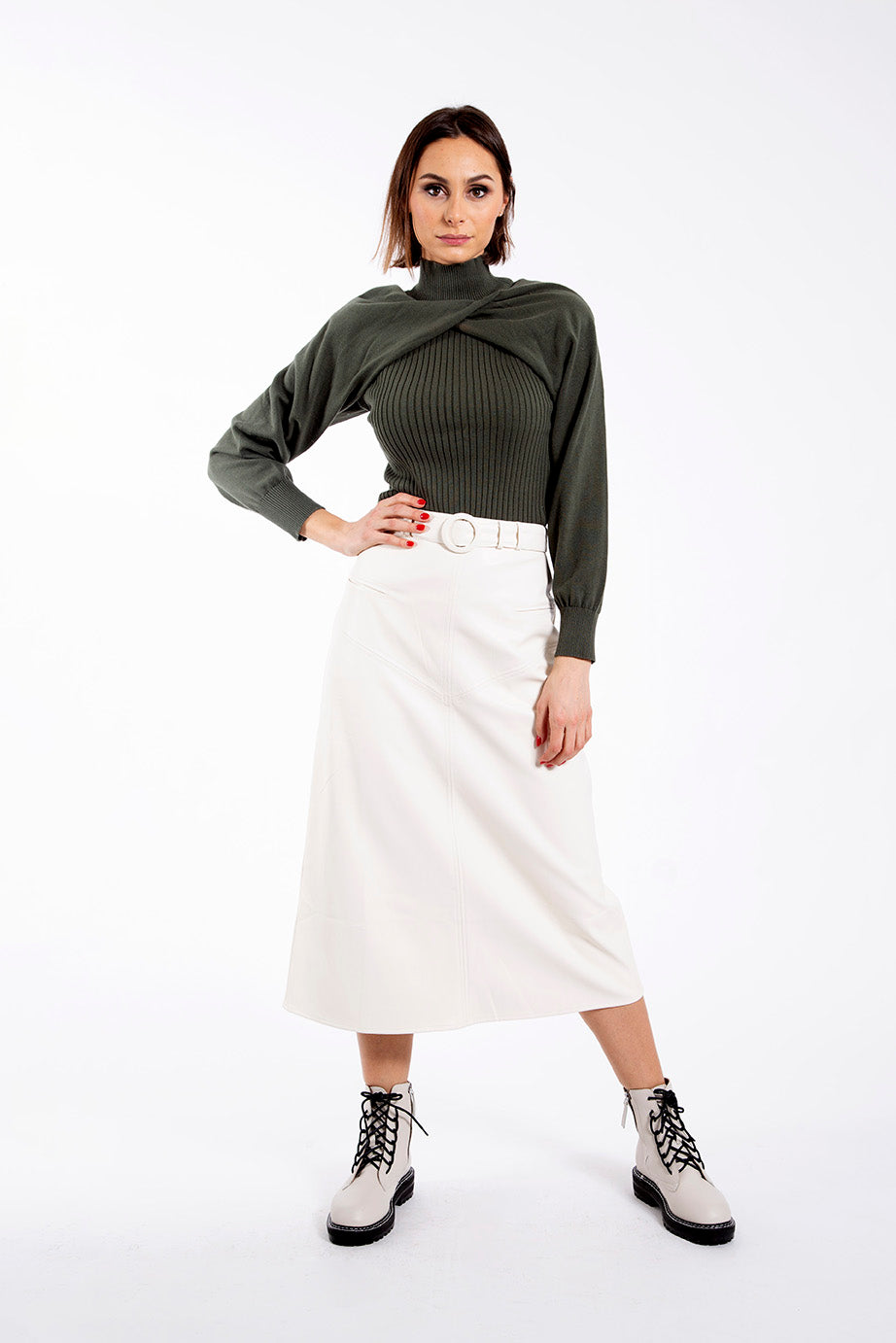 CONCEPT CROSSOVER TURTLENECK KNIT SWEATER
