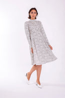 CONCEPT PLEATED PRINTED BIB DRESS